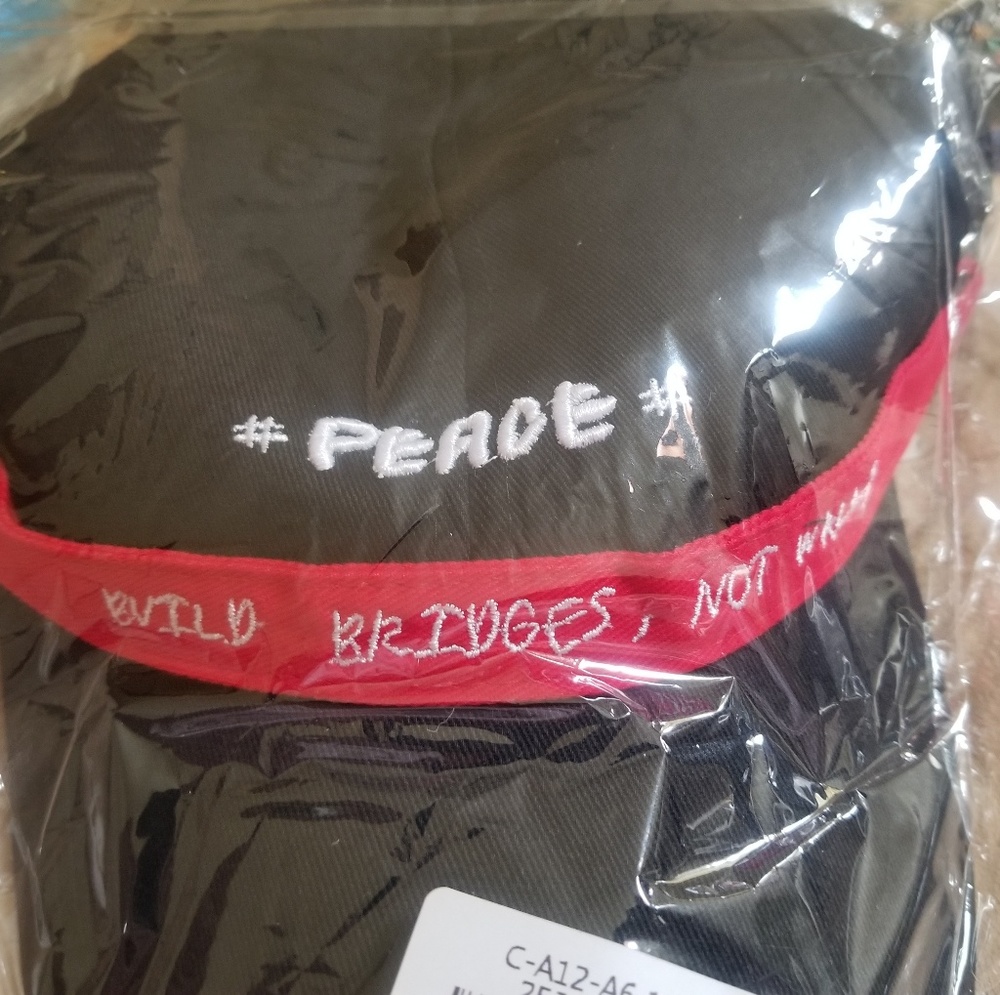 Peace Build Bridges Not Walls adjustable black cap